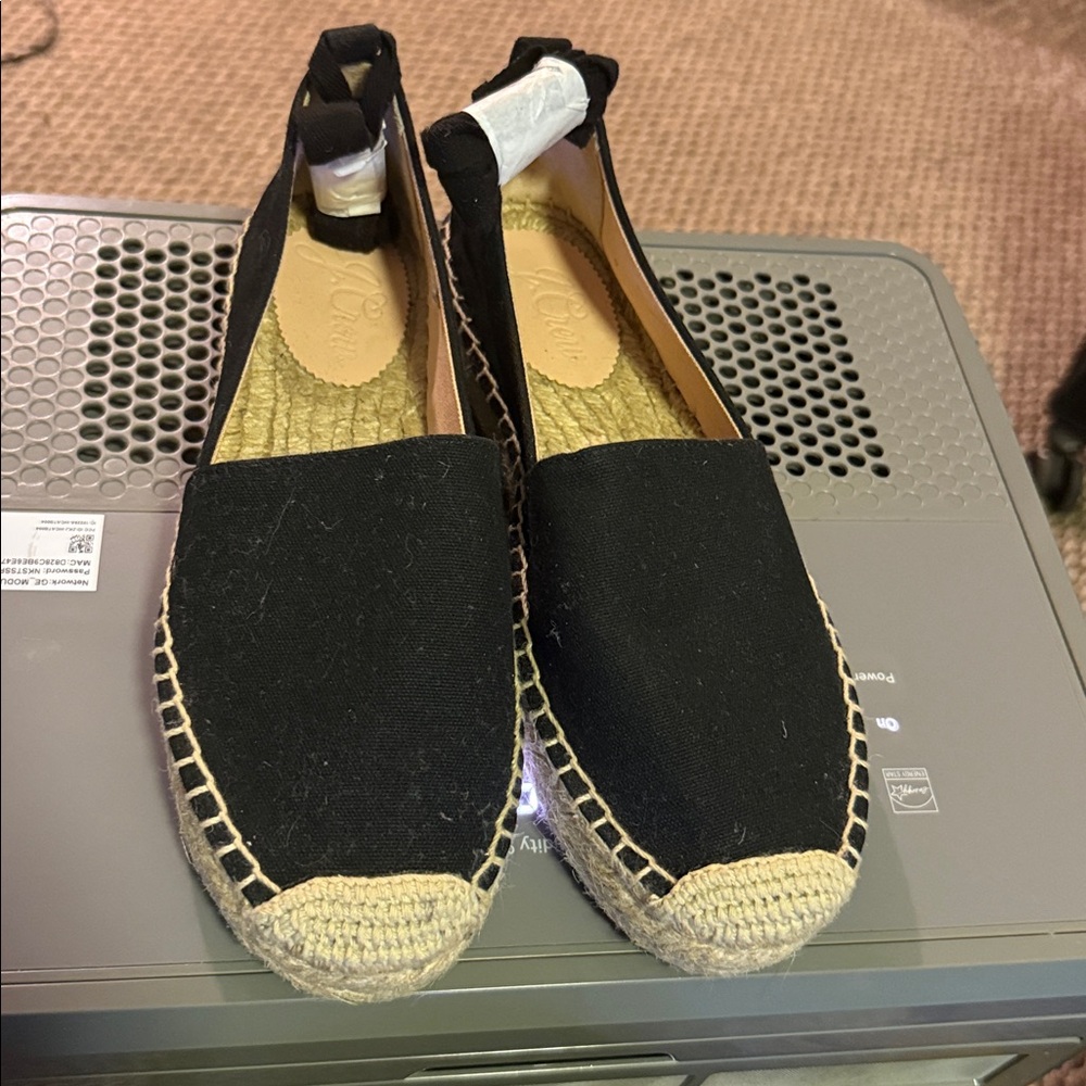 J. Crew NWT Black Canvas Espadrilles with Ankle Tie - Picture 3 of 4